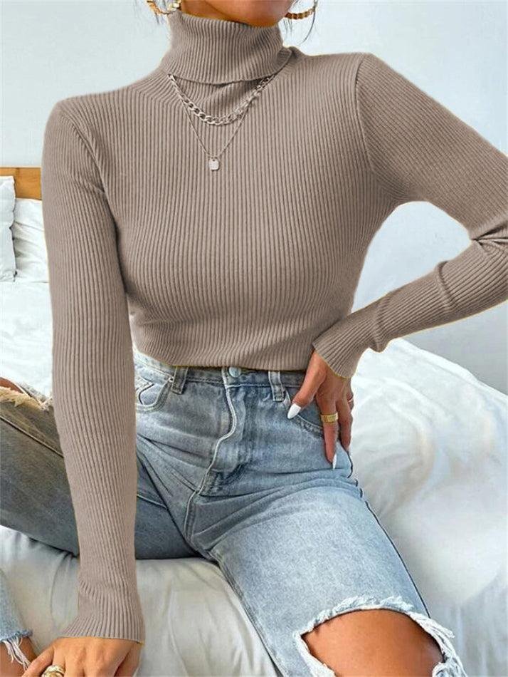 Licht Luxuriös hochwertig Pullover Herbst und Winter Haufen Ausschnitt Base Pullover Schmal Passen Dick Base Pullover