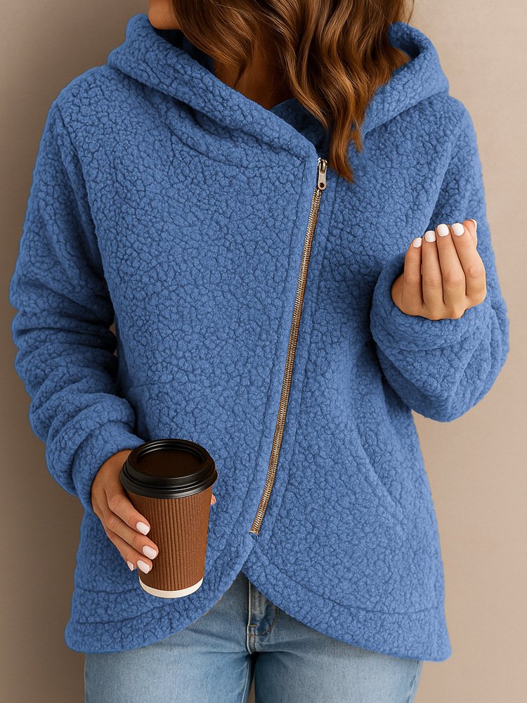 Damen Winter Oberbekleidung Lässig Unifarben Langarm Kapuze Jacke