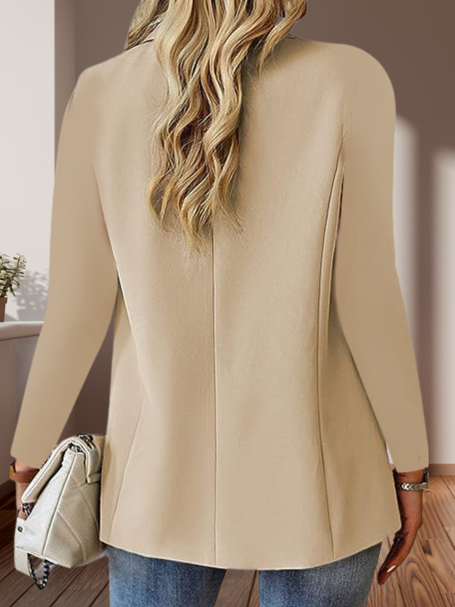 Damen Unifarben Frühling/Herbst Oberbekleidung Retro Nahtverarbeitung Langarm Regelmäßig Blazer