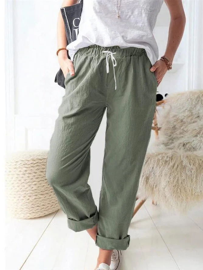 Damen Unifarben Lang Hose Retro Frühling/Herbst Hose
