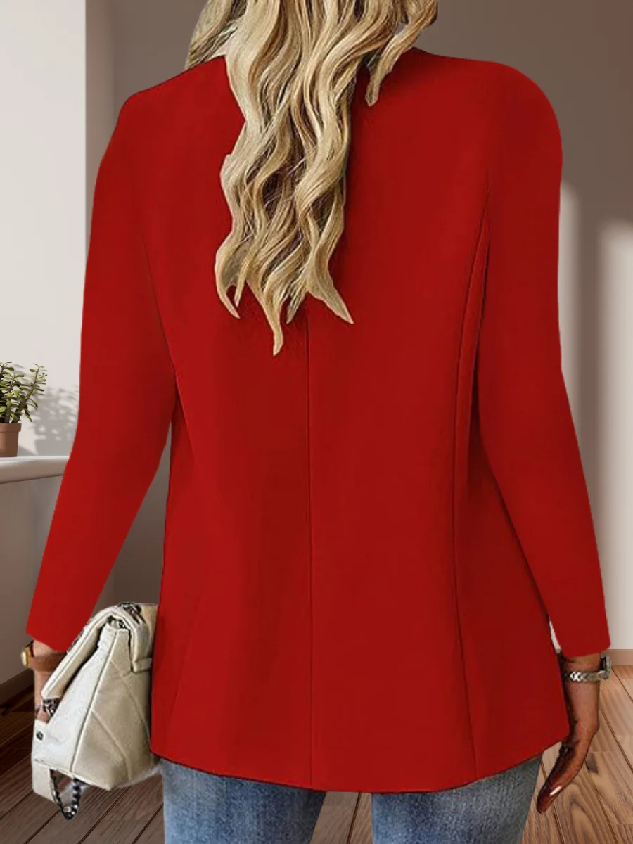 Damen Unifarben Frühling/Herbst Oberbekleidung Retro Nahtverarbeitung Langarm Regelmäßig Blazer