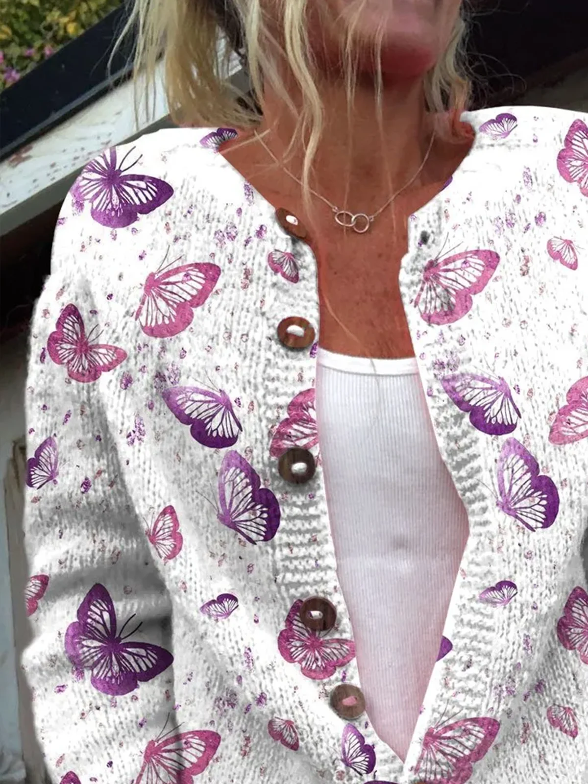 Damen Wolle/Stricken Tier Langarm Bequem Lässig Strickjacke