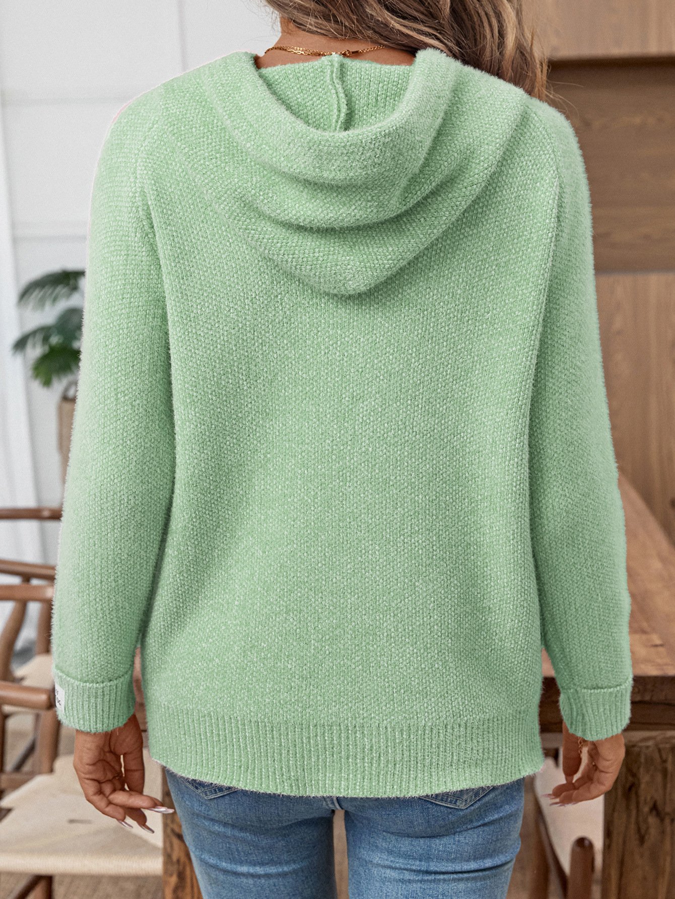Damen Baumwolle Unifarben Langarm Bequem Lässig Pullover
