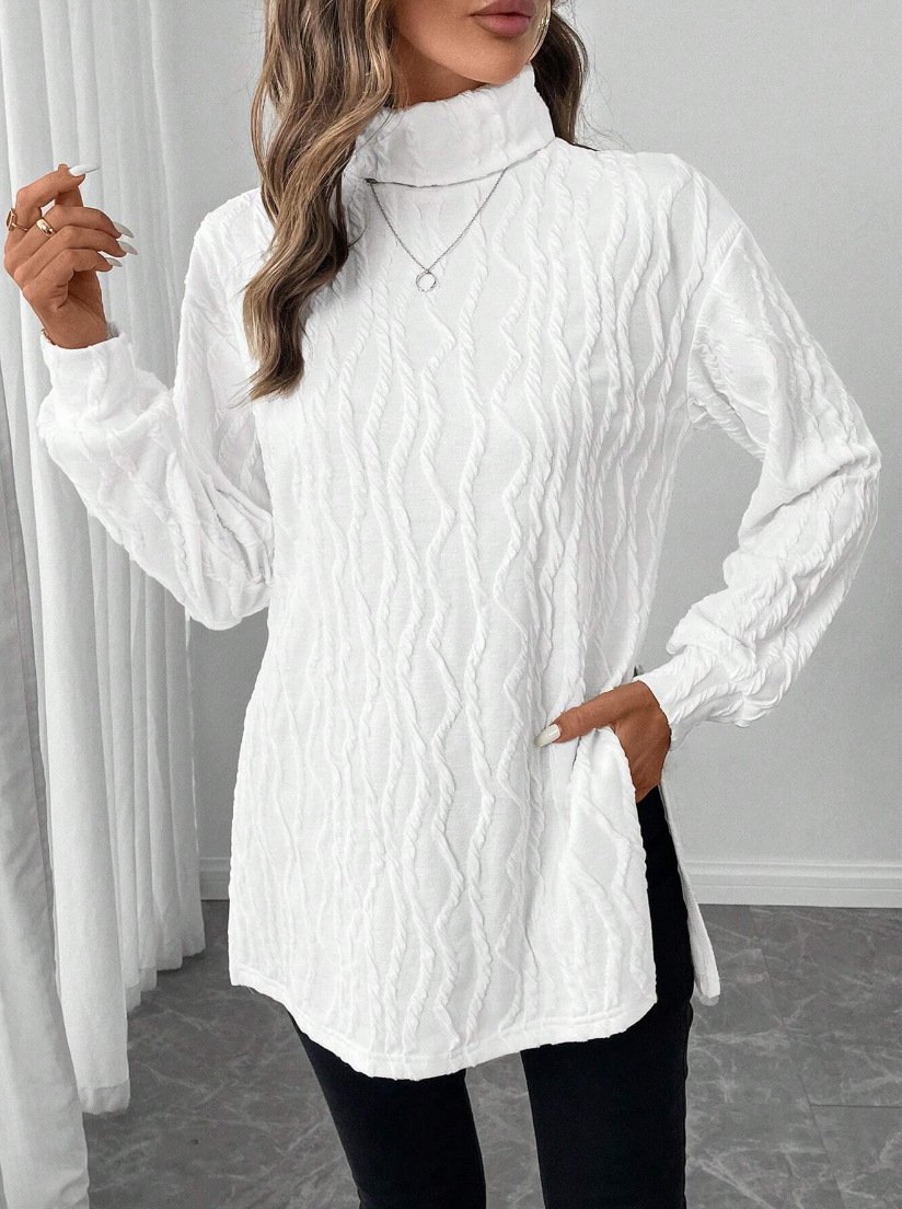 Lässig Unifarben Rundhals Langarm T-Shirt