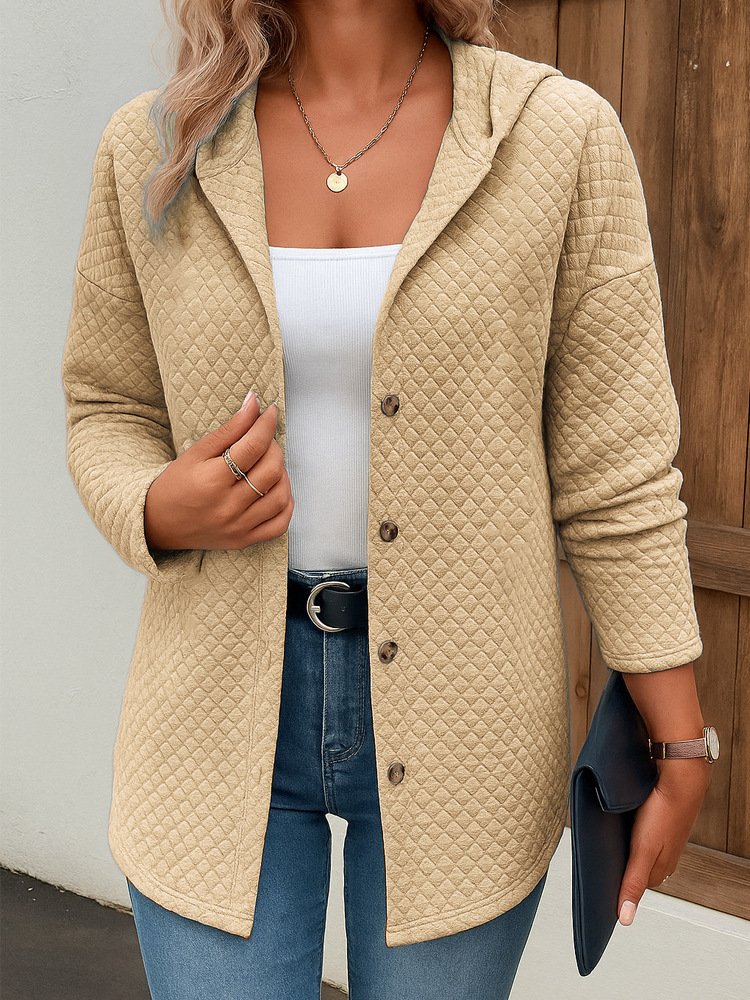 Damen Frühling/Herbst Oberbekleidung Lässig Unifarben Langarm Kapuze Jacke