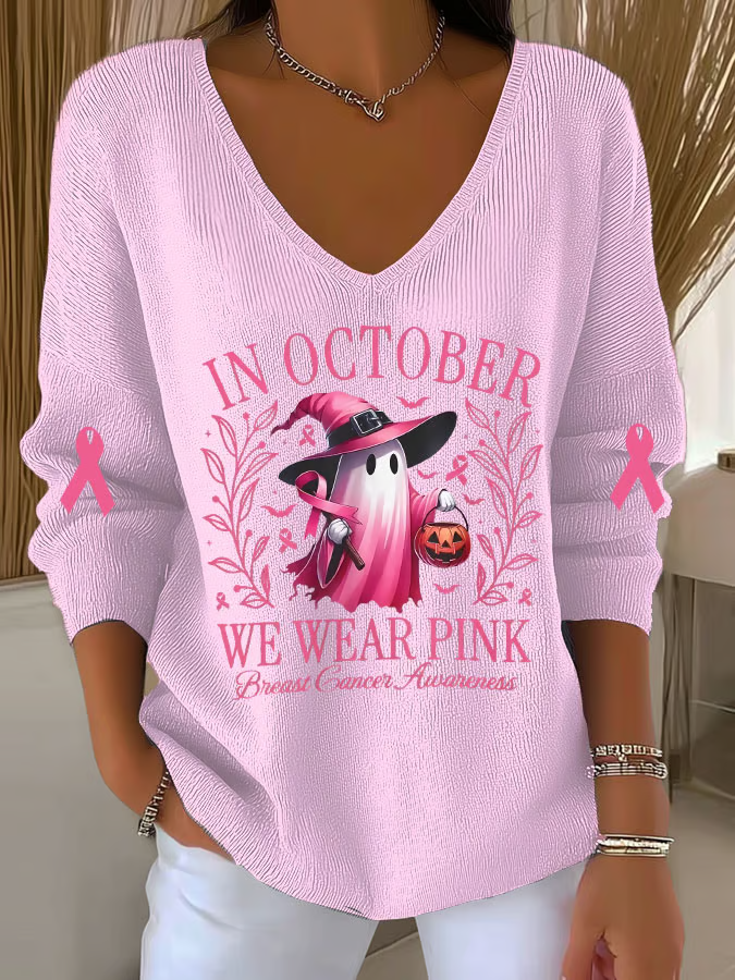 Damen Baumwolle Halloween Langarm Bequem Lässig Pullover