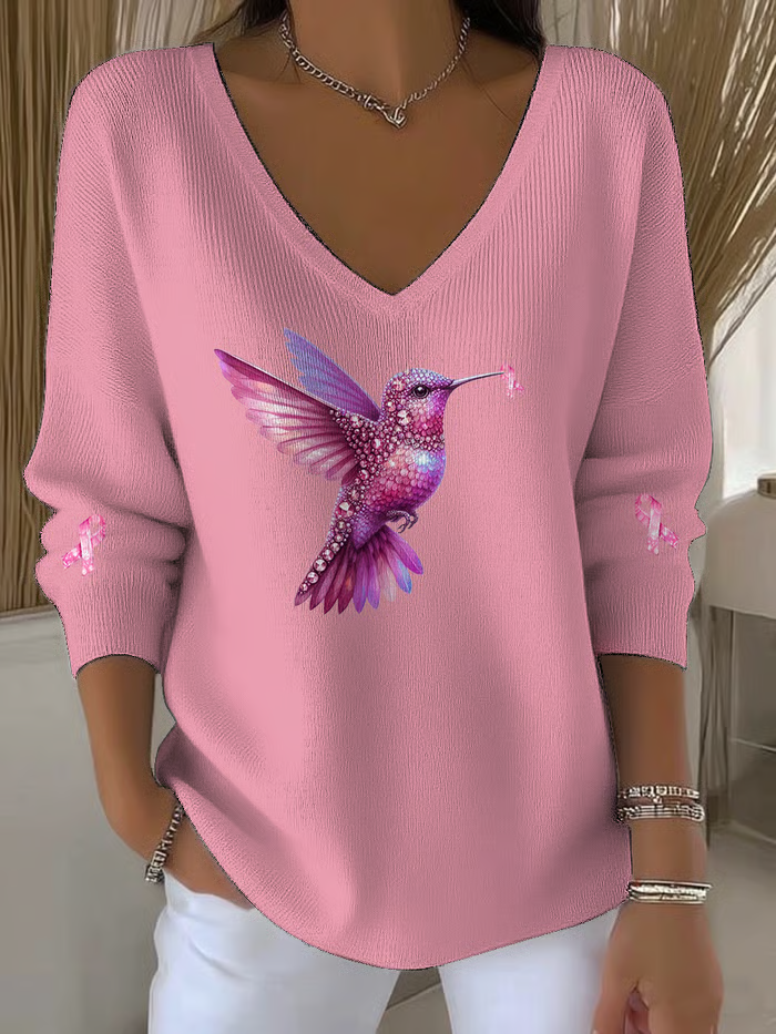 Damen Baumwolle Geometrisch Langarm Bequem Lässig Pullover