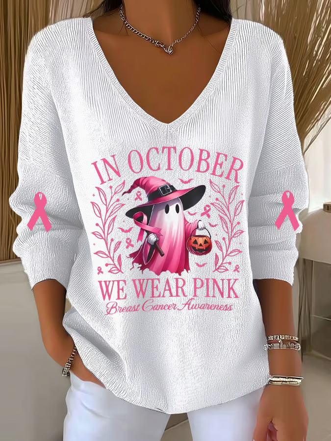 Damen Baumwolle Halloween Langarm Bequem Lässig Pullover