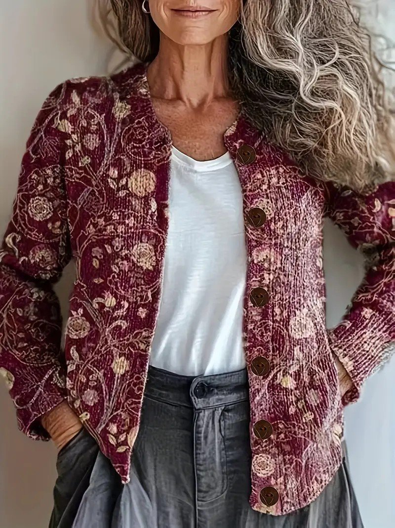 Damen Gestrickt Ethnisch Langarm Bequem Retro Strickjacke