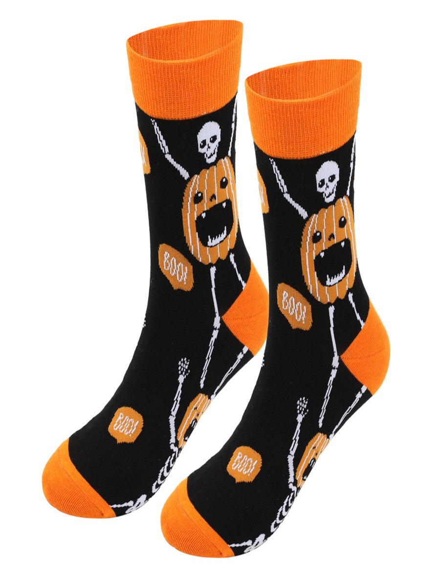 Halloween Große Größen Baumwolle Socken Herbst und Winter Neu Hexe Kürbis Schloss Mittelrohr Socken