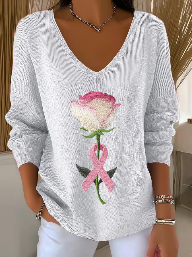 Damen Baumwolle Geometrisch Langarm Bequem Lässig Pullover