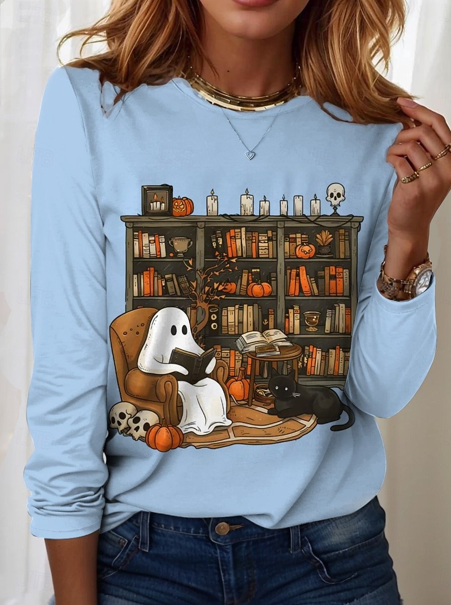 Retro Halloween Rundhals Langarm T-Shirt