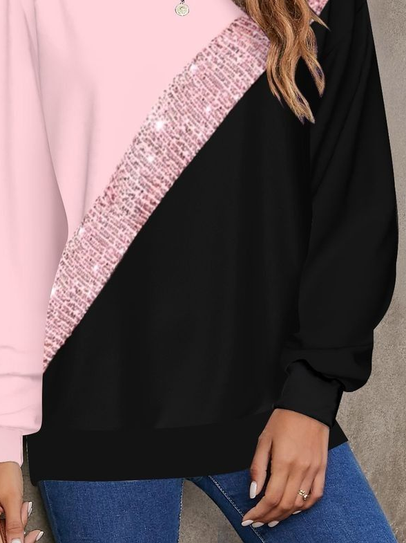 Lässig Rundhals Multifarben Block Sweatshirt Print