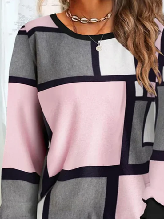 Lässig Rundhals Abstrakt Sweatshirt Print