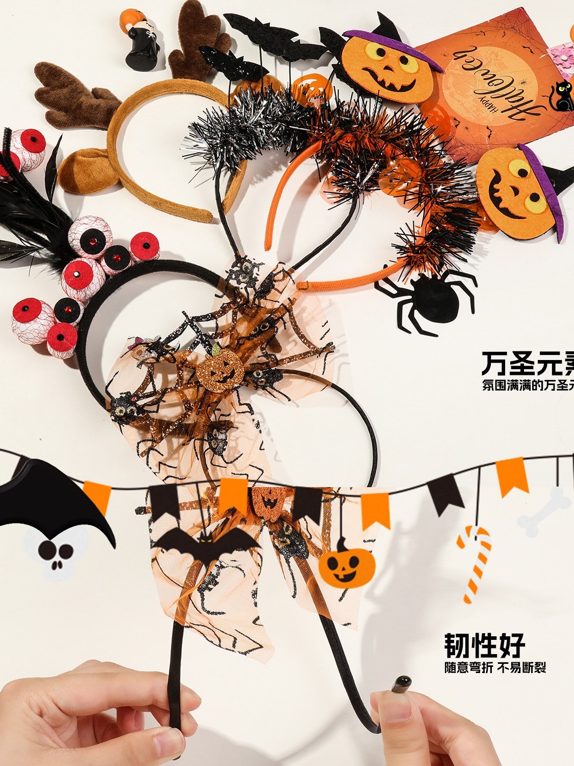 Halloween 2025 Kürbis Stirnband Wenig Teufel Geist Festival Karneval Party Dekoration Haar Zubehörteil Stirnband