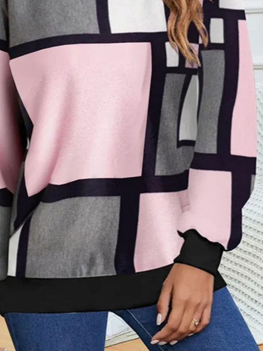 Lässig Rundhals Abstrakt Sweatshirt Print