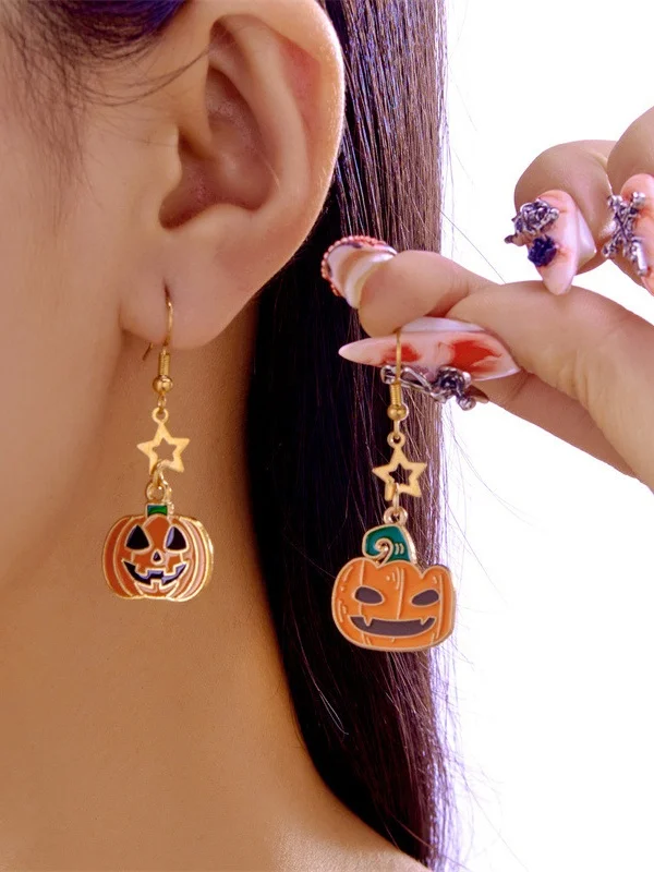Legierung Galvanisieren Halloween Schmuck Kartoon die Fledermaus Geist Kürbis Ohrringe Halloween Kätzchen Schädel Spinne Hexe Ohrringe