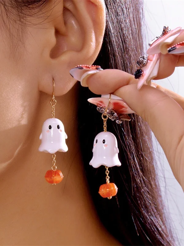 Legierung Galvanisieren Halloween Schmuck Kartoon die Fledermaus Geist Kürbis Ohrringe Halloween Kätzchen Schädel Spinne Hexe Ohrringe
