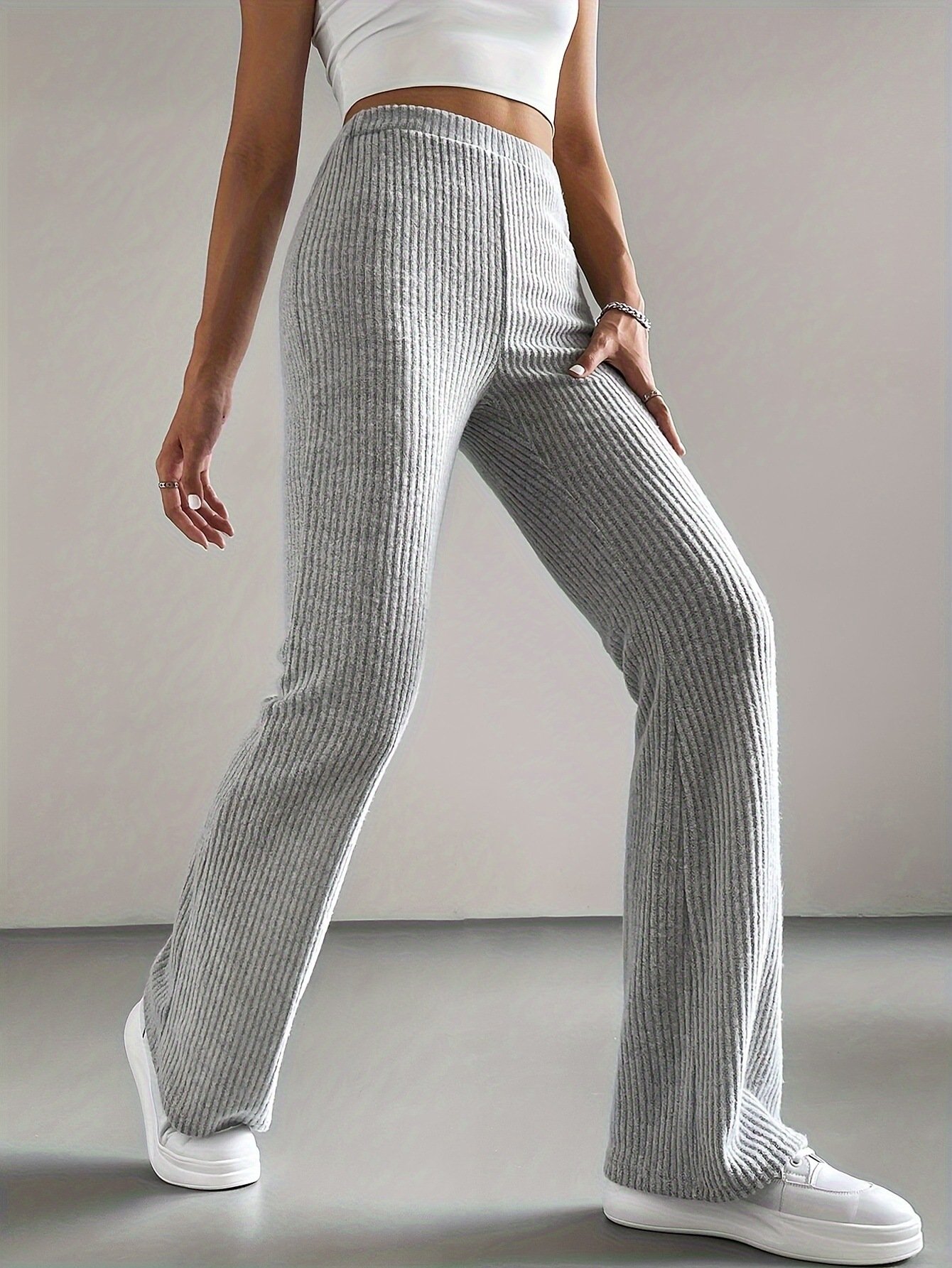 Damen Unifarben Lang Elastische Taille Hose Lässig Frühling/Herbst Hose
