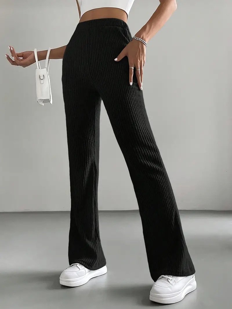 Damen Unifarben Lang Elastische Taille Hose Lässig Frühling/Herbst Hose