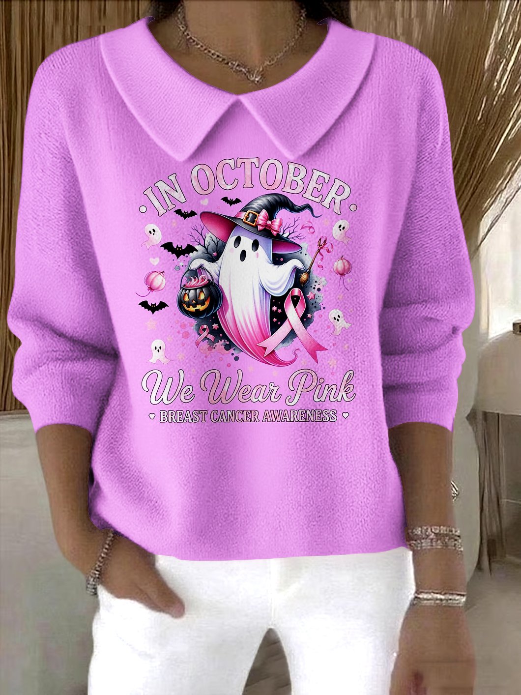 Damen Baumwolle Tier Langarm Bequem Lässig Pullover
