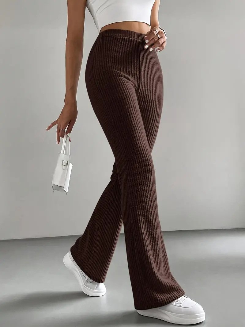 Damen Unifarben Lang Elastische Taille Hose Lässig Frühling/Herbst Hose