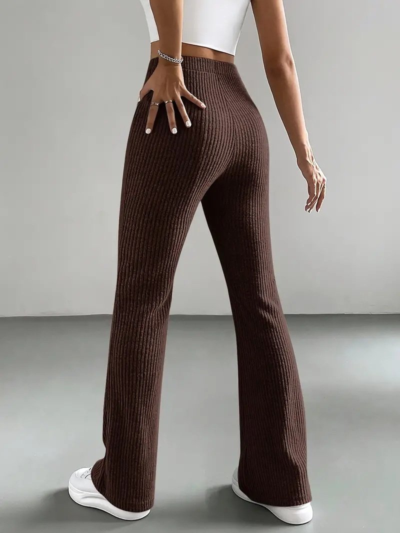 Damen Unifarben Lang Elastische Taille Hose Lässig Frühling/Herbst Hose