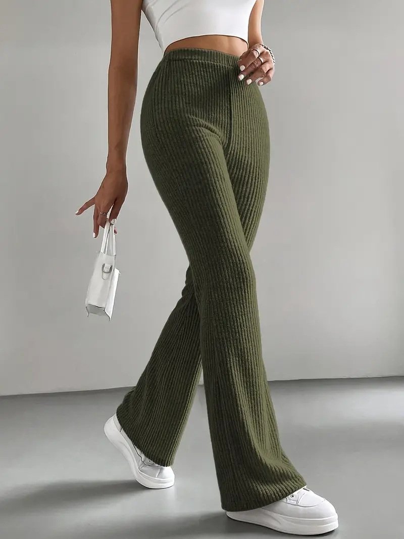 Damen Unifarben Lang Elastische Taille Hose Lässig Frühling/Herbst Hose