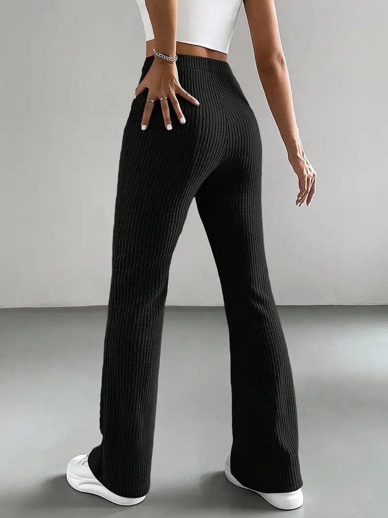 Damen Unifarben Lang Elastische Taille Hose Lässig Frühling/Herbst Hose