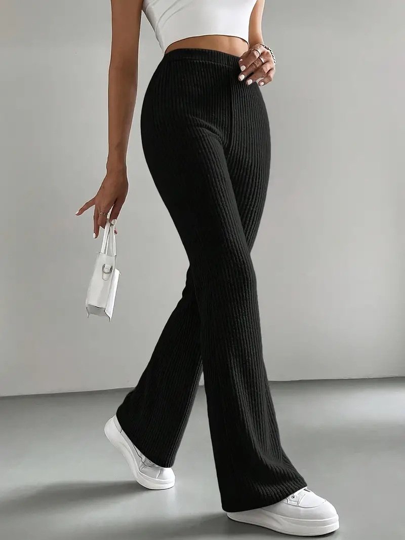 Damen Unifarben Lang Elastische Taille Hose Lässig Frühling/Herbst Hose