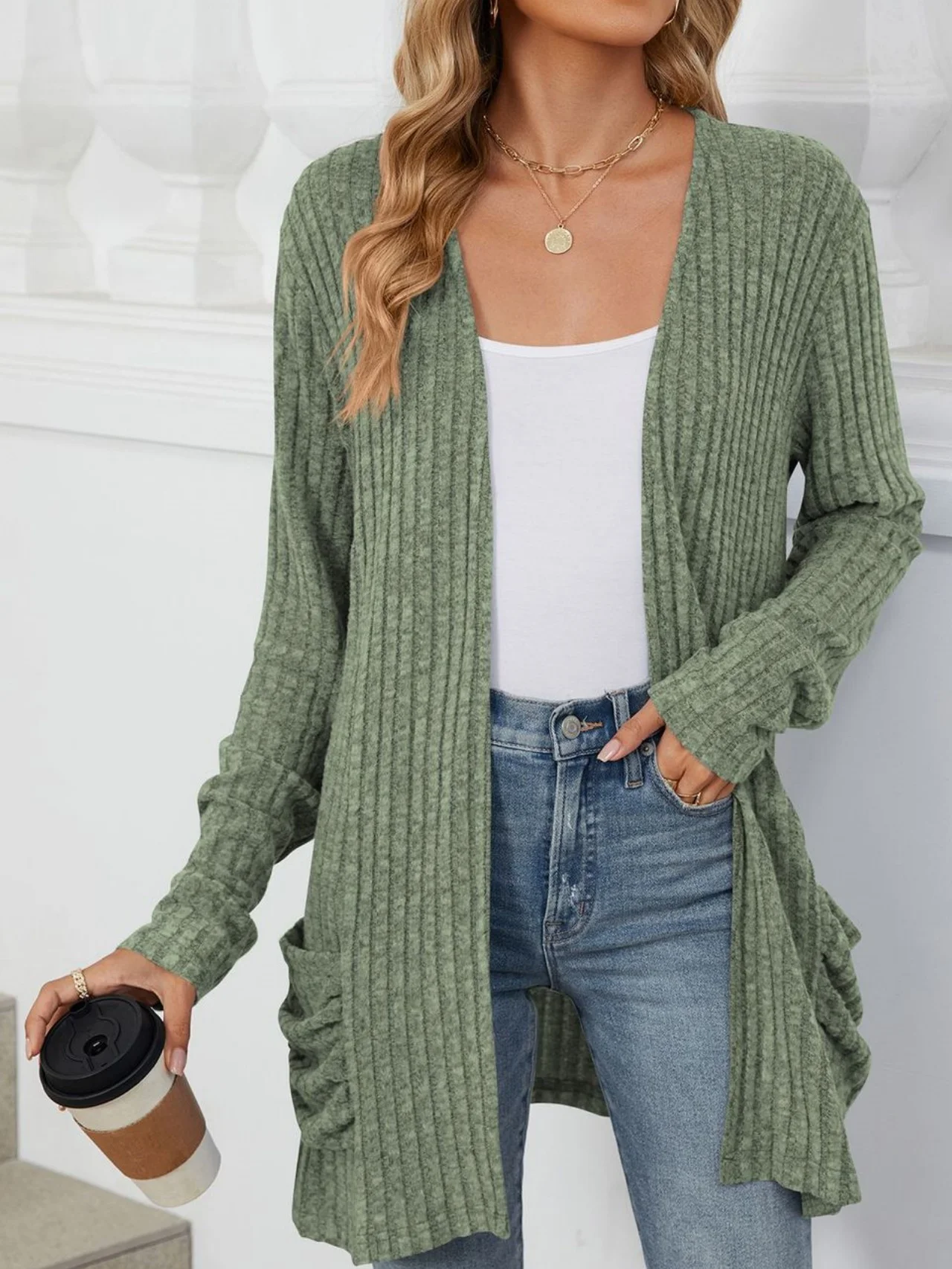 Damen Frühling/Herbst Oberbekleidung Retro Gerafft Unifarben Langarm Jacke