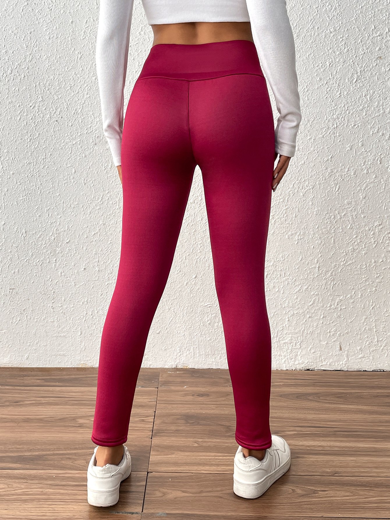 Damen Unifarben Lässig Winter Lang Leggings