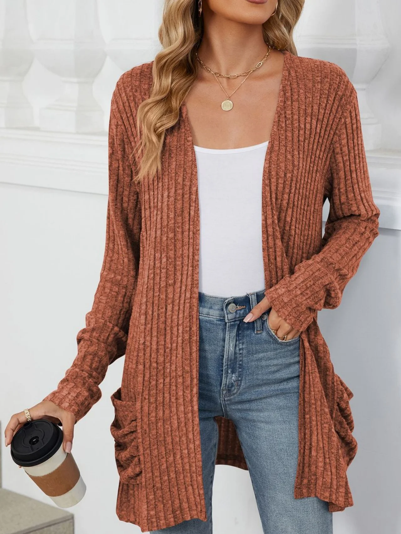 Damen Frühling/Herbst Oberbekleidung Retro Gerafft Unifarben Langarm Jacke