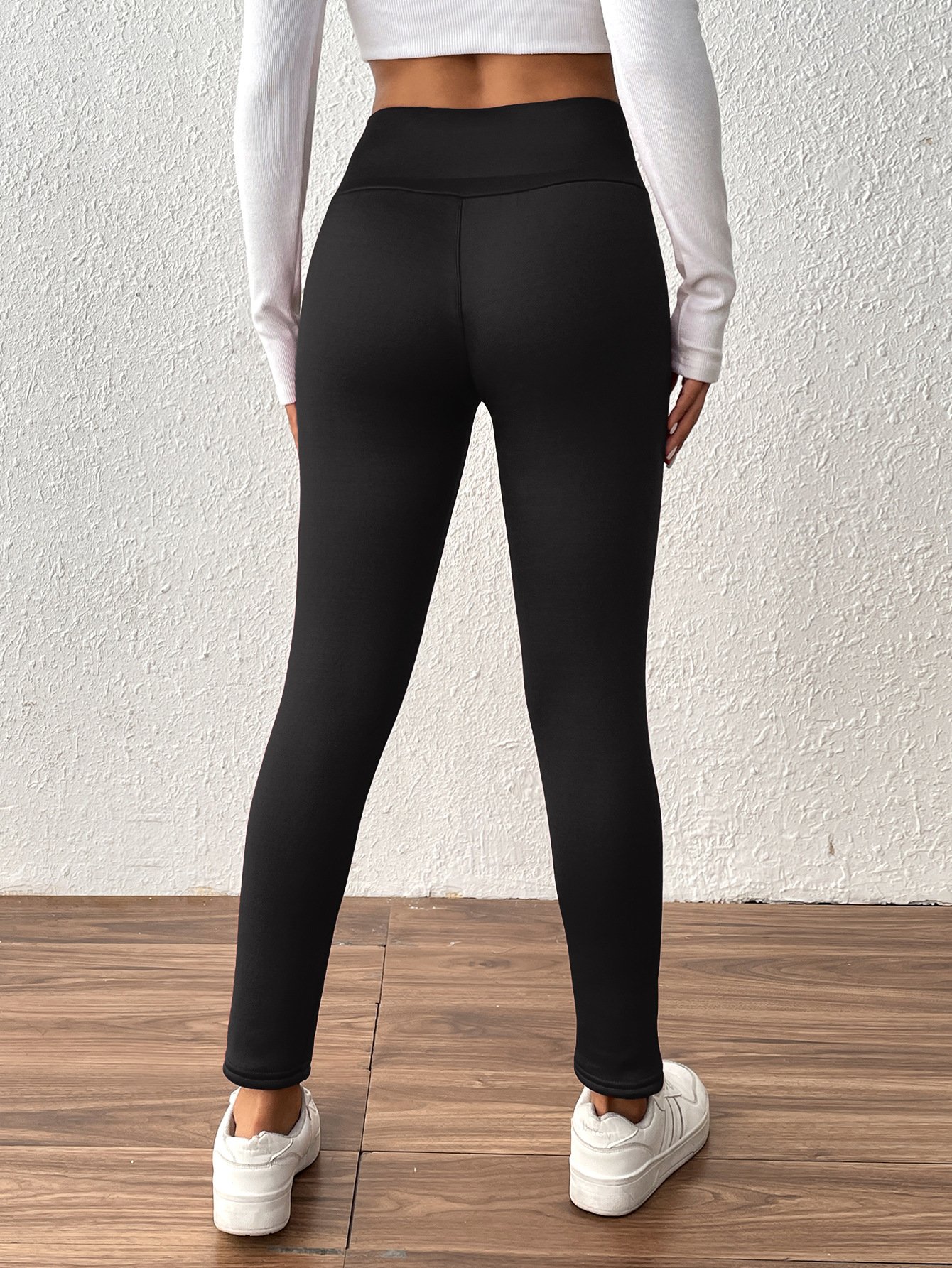 Damen Unifarben Lässig Winter Lang Leggings