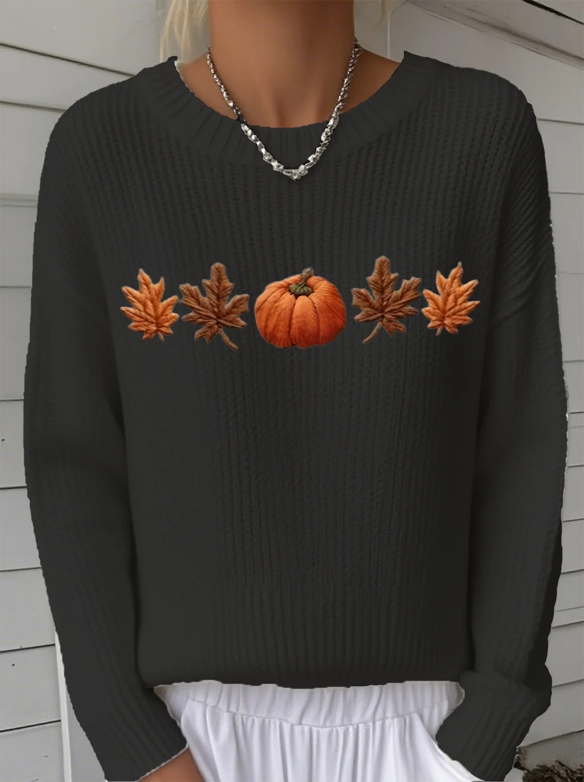 Damen Halloween Langarm Bequem Retro Pullover
