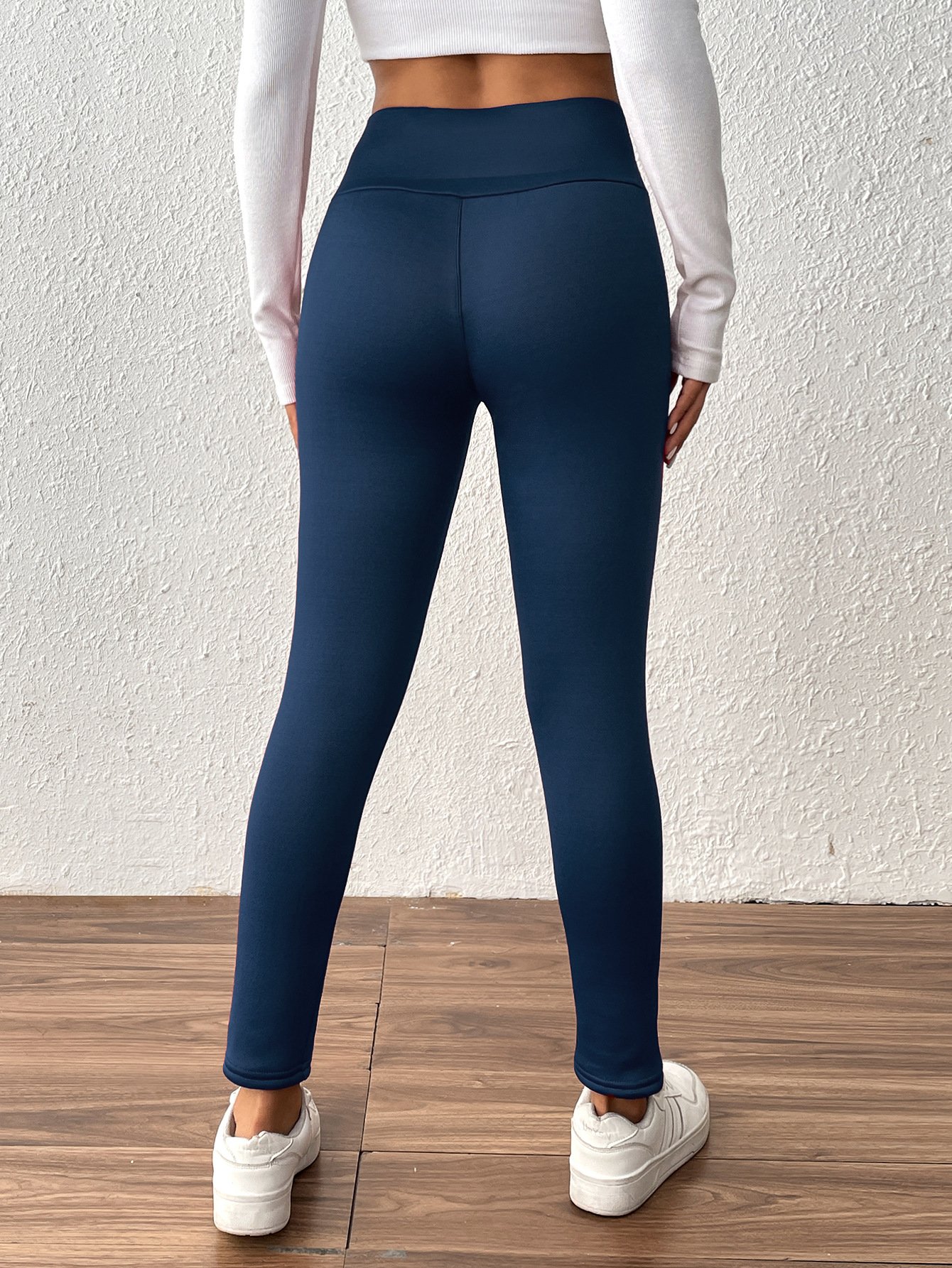 Damen Unifarben Lässig Winter Lang Leggings