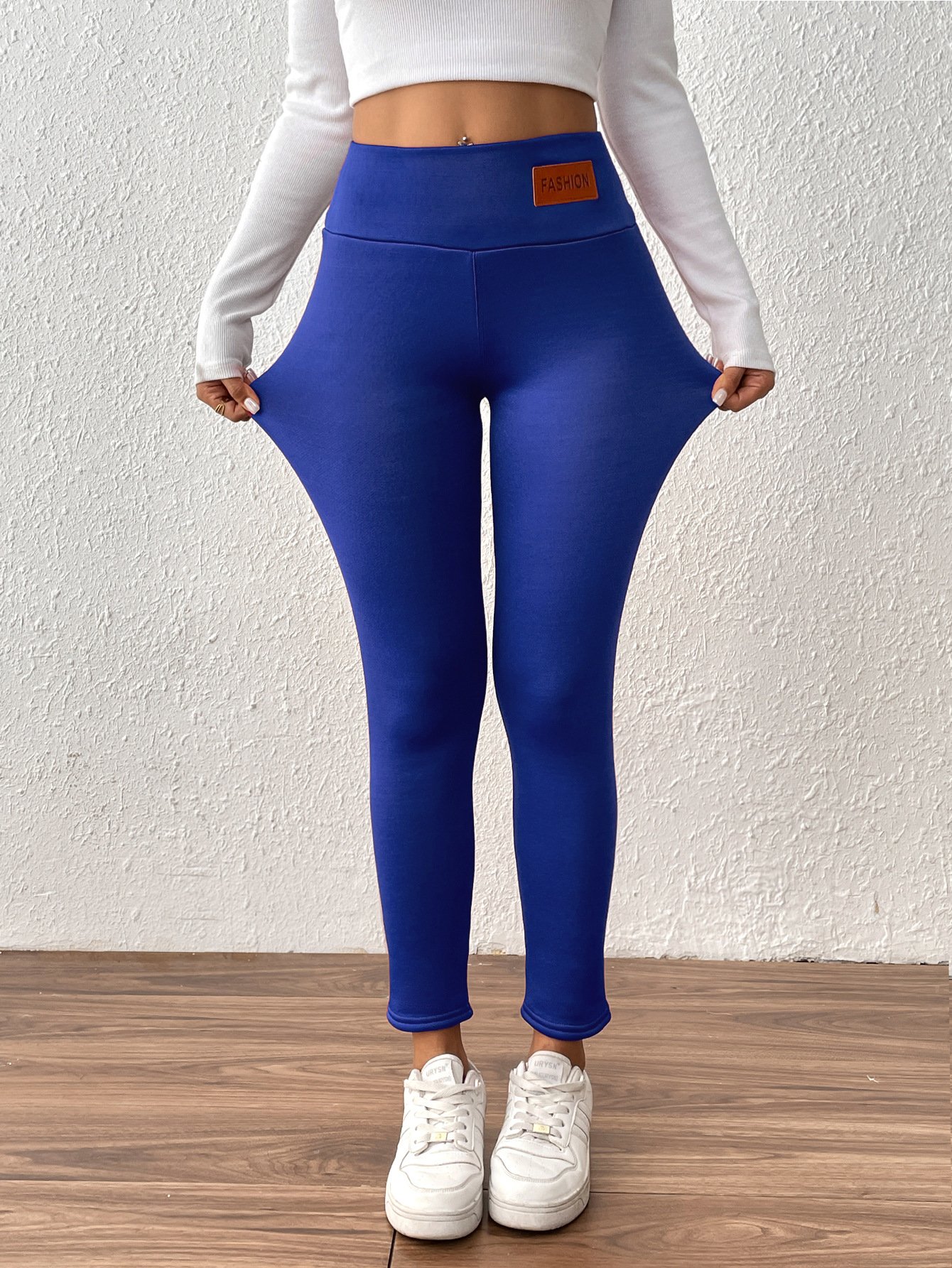 Damen Unifarben Lässig Winter Lang Leggings
