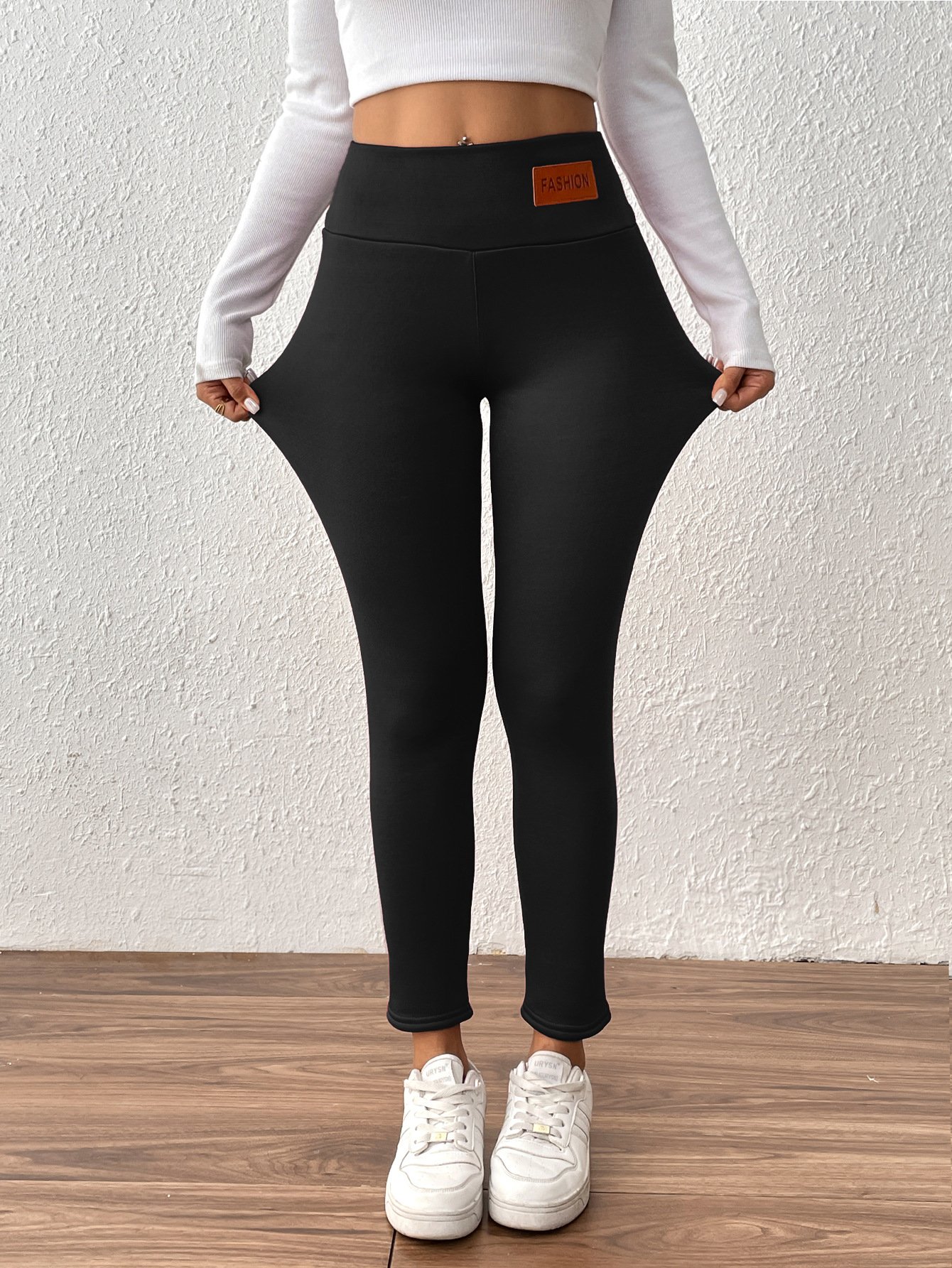 Damen Unifarben Lässig Winter Lang Leggings