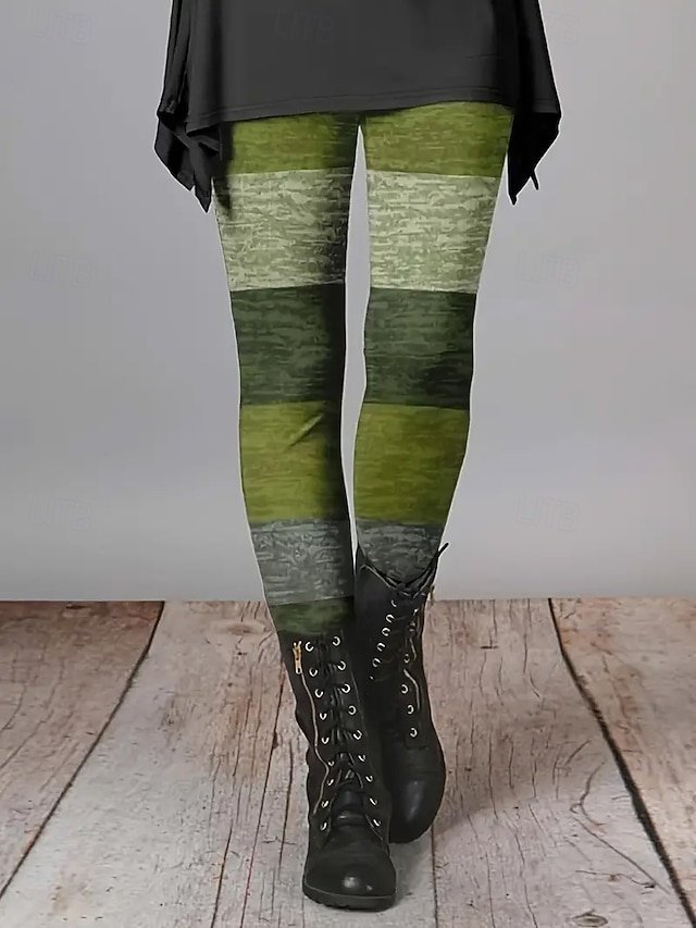 Damen Gestreift Retro Alle Jahreszeiten Lang Leggings