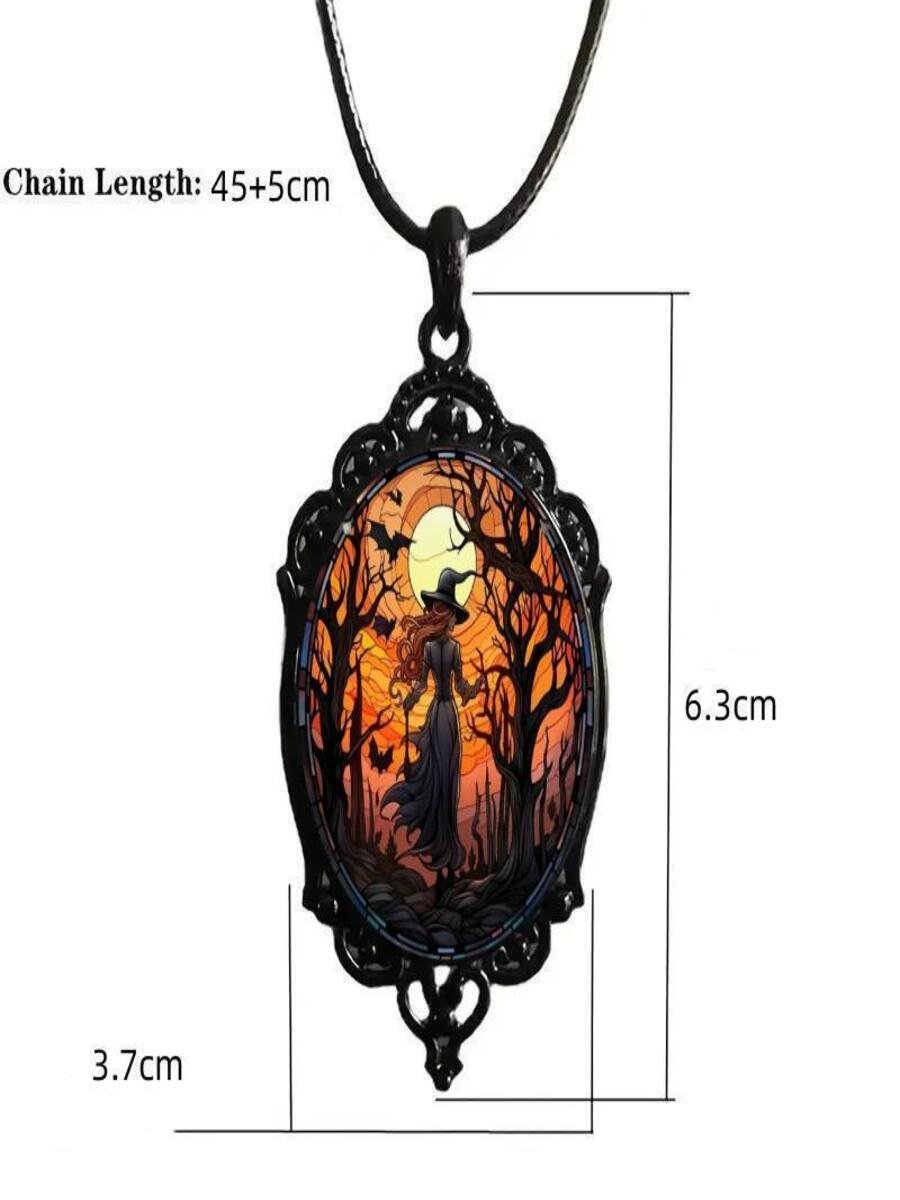 Retro Gothisch Halloween die Fledermaus Hexe Pendant Halskette