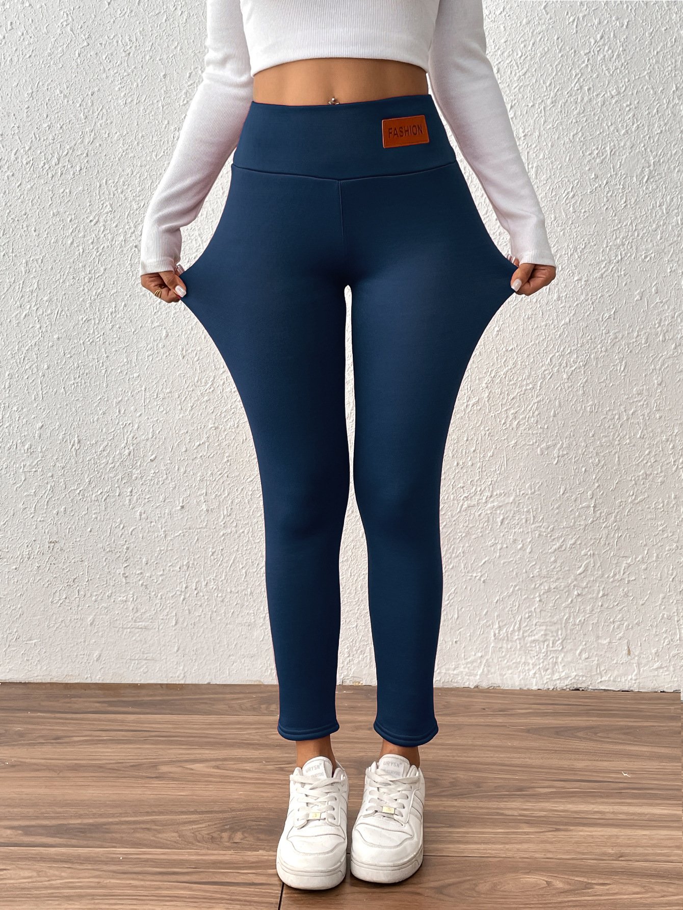 Damen Unifarben Lässig Winter Lang Leggings