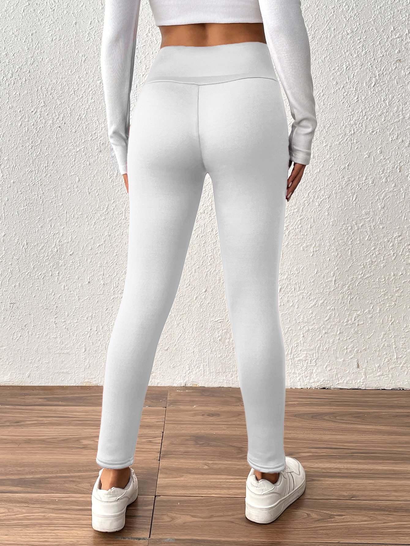 Damen Unifarben Lässig Winter Lang Leggings