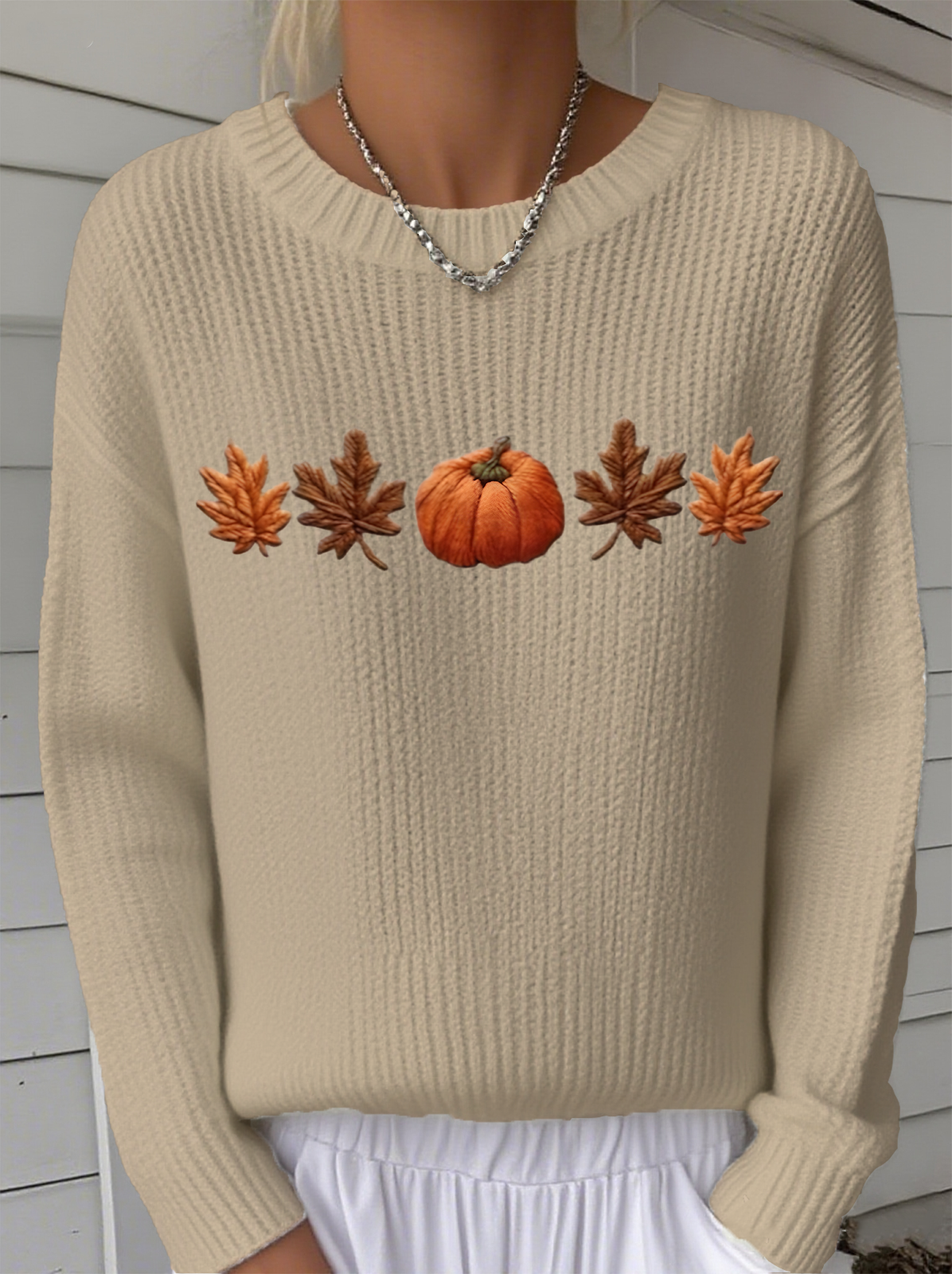 Damen Halloween Langarm Bequem Retro Pullover