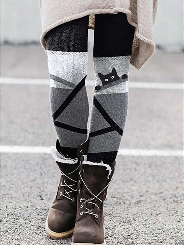 Damen Geometrisch Retro Alle Jahreszeiten Lang Leggings
