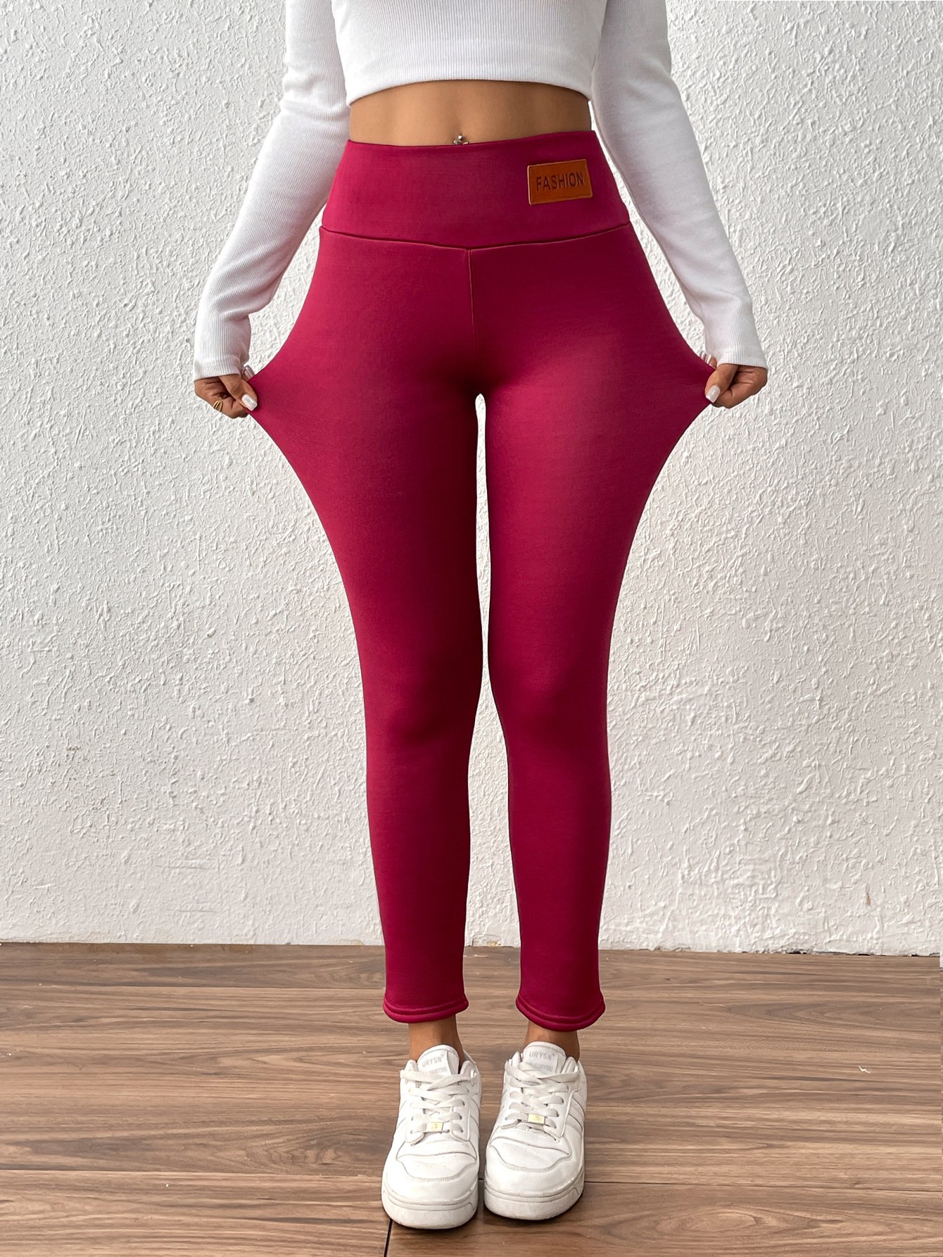 Damen Unifarben Lässig Winter Lang Leggings