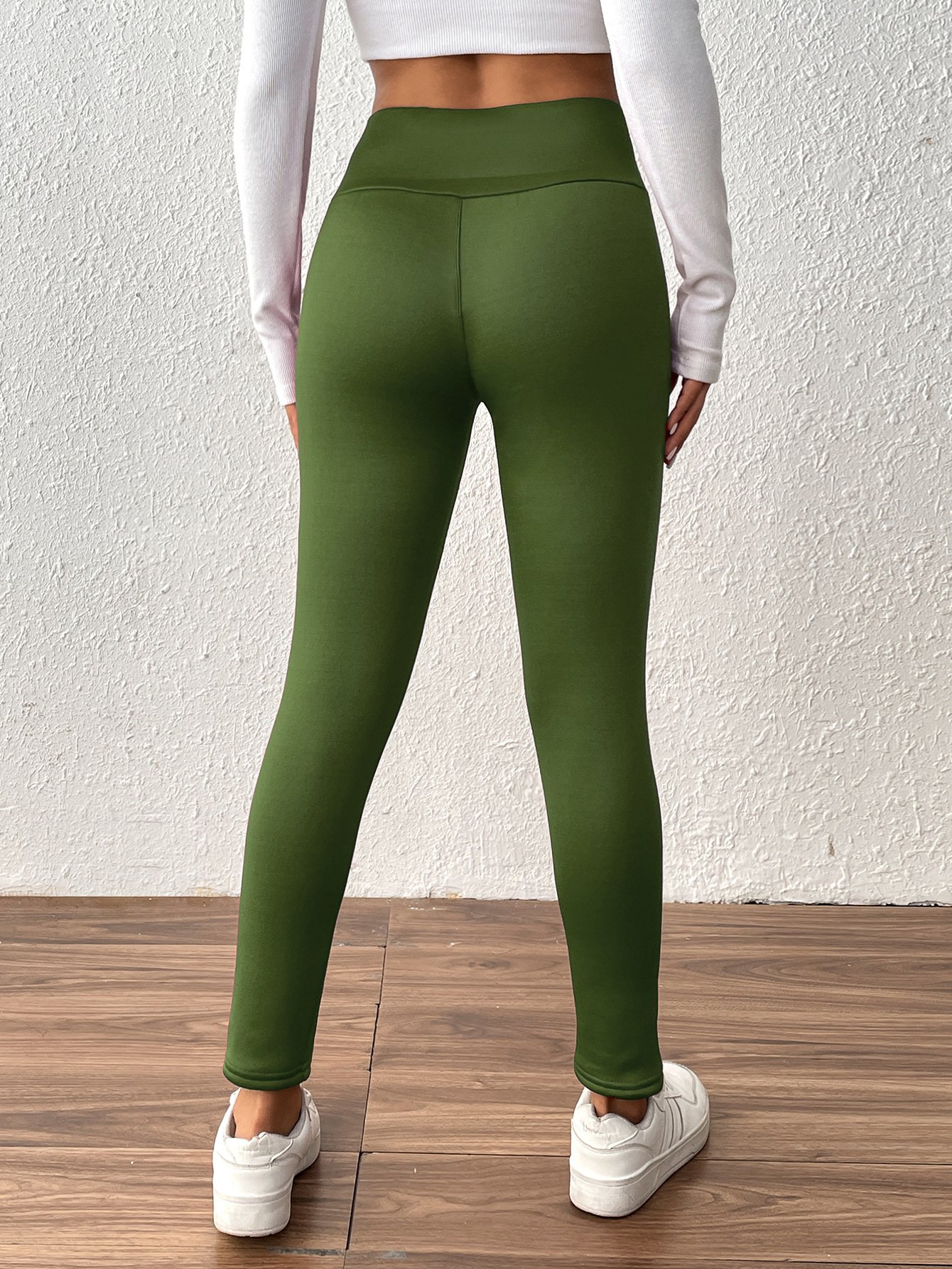 Damen Unifarben Lässig Winter Lang Leggings