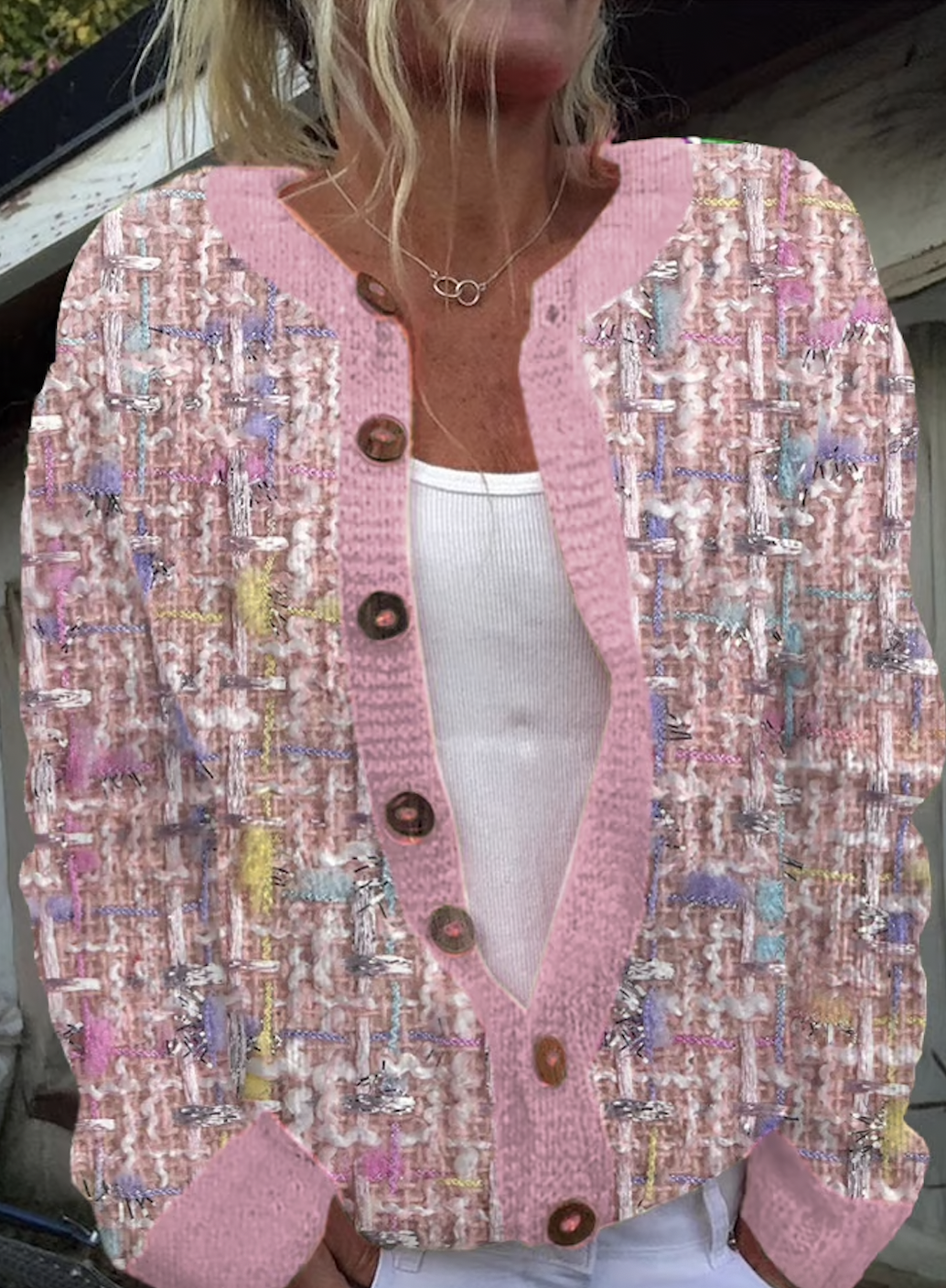 Damen Wolle/Stricken Farbblock Langarm Bequem Lässig Strickjacke