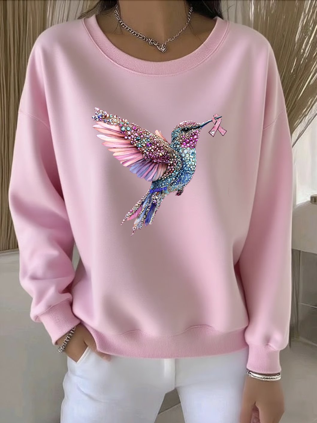 Lässig Rundhals Tier Sweatshirt