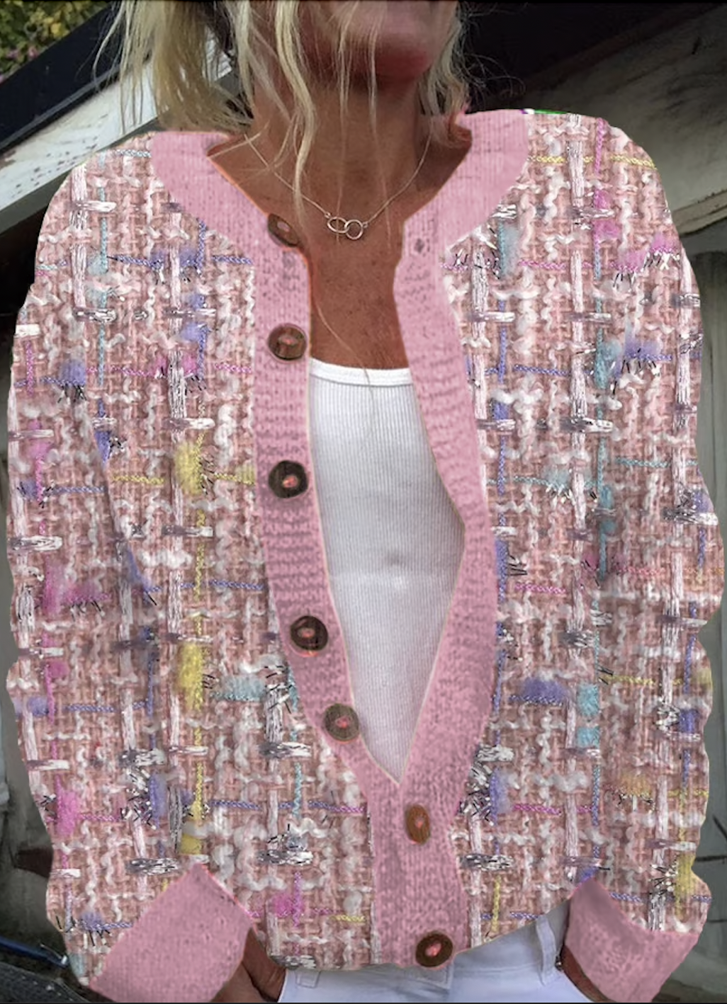 Damen Wolle/Stricken Farbblock Langarm Bequem Lässig Strickjacke