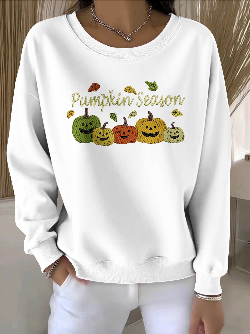 Lässig Rundhals Geblümt Sweatshirt